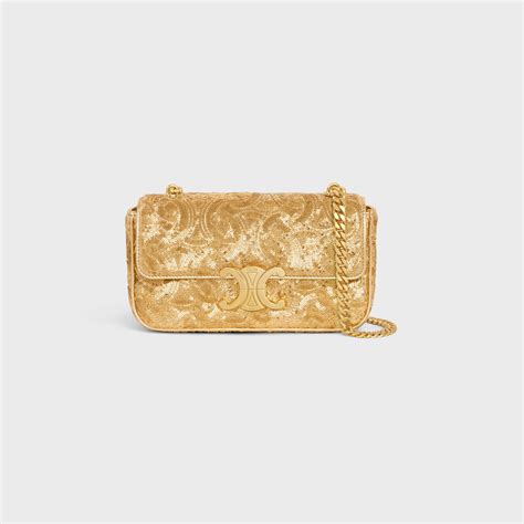 CELINE Sequin Triomphe Chain Shoulder Bag Gold